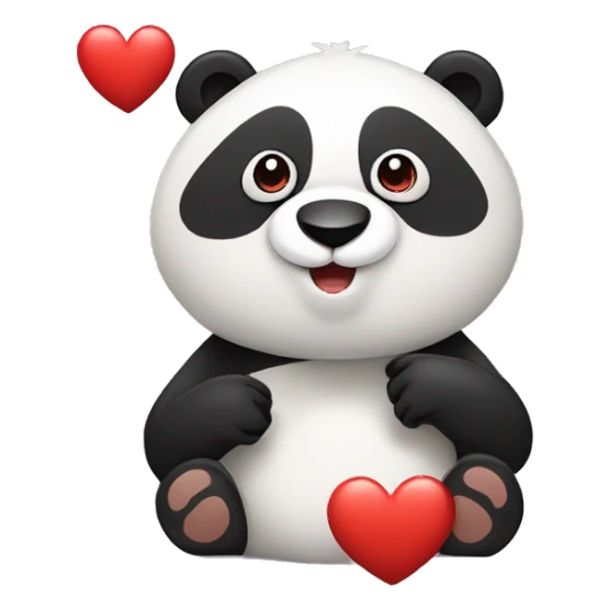 Oso panda con un corazón que diga te amo sticker
