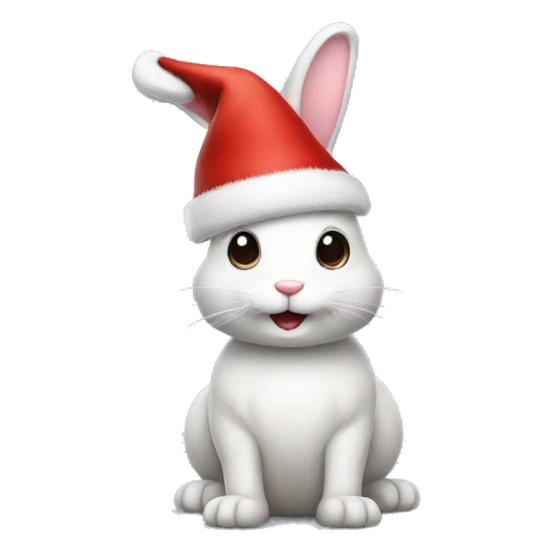 Bunny with Christmas hat sticker