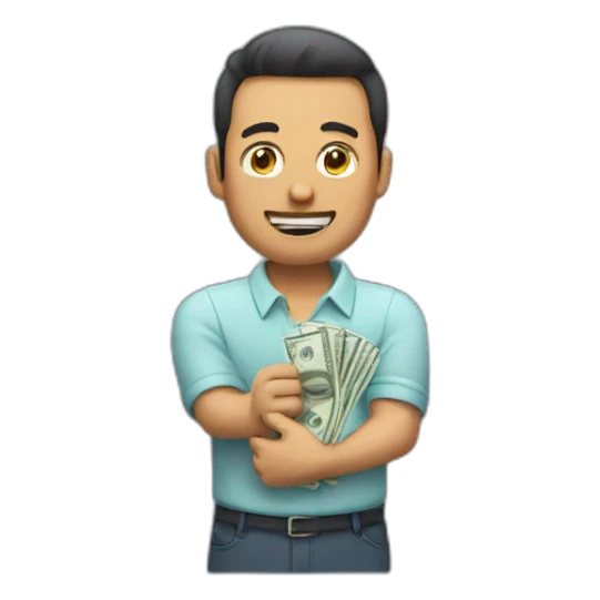 man spreading money down his forearm sticker
