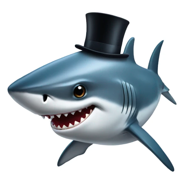 Shark with a top hat sticker