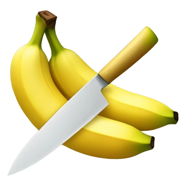 a banana being cut by a knife sticker