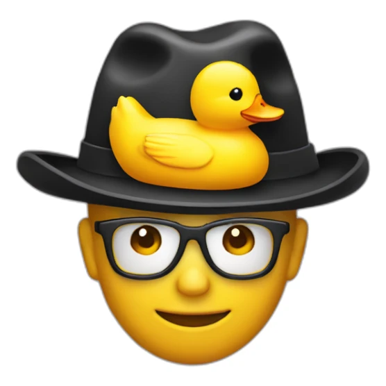 a man wearing a rubber ducky hat sticker