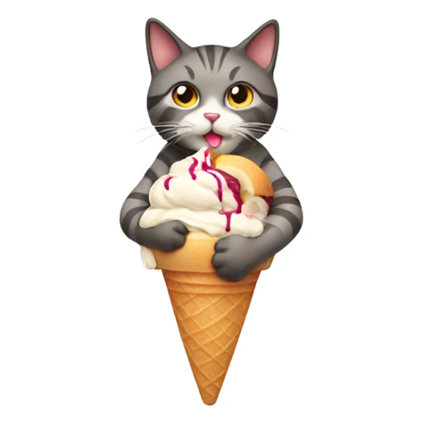 Cat with ice cream  sticker