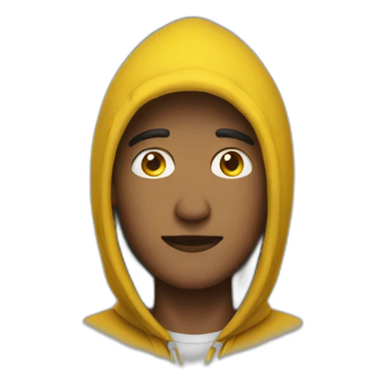 Men wearing a yellow hood sticker