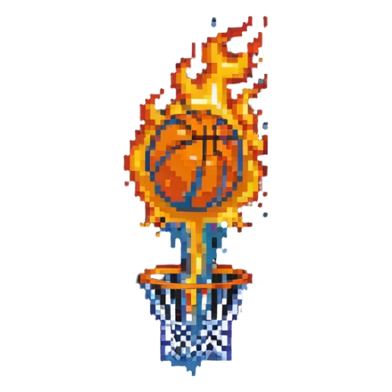 basketball on fire sticker