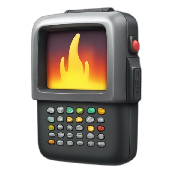 90s beeper on fire sticker