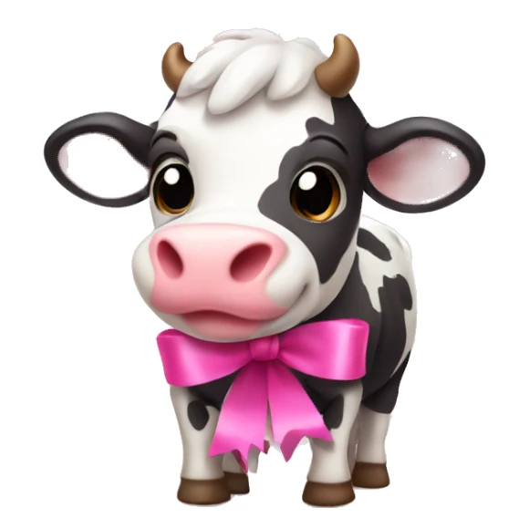 Cute cow with pink ribbon  sticker
