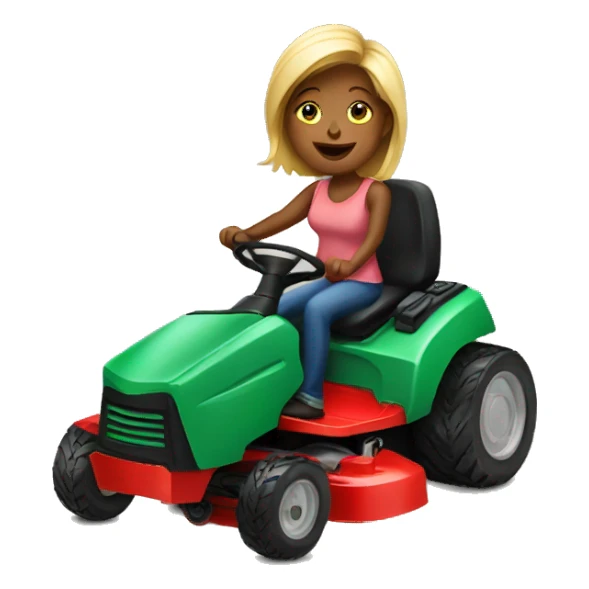woman on a lawnmower sticker