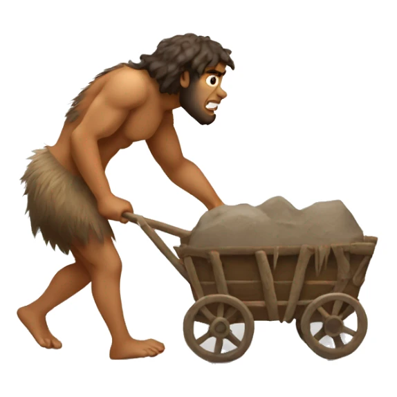 caveman pulling cart l sticker