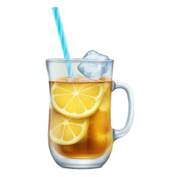 A glass filled with ice. Cold lemon iced tea sticker