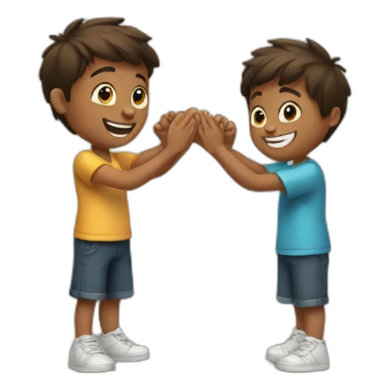two boys high-fiving sticker