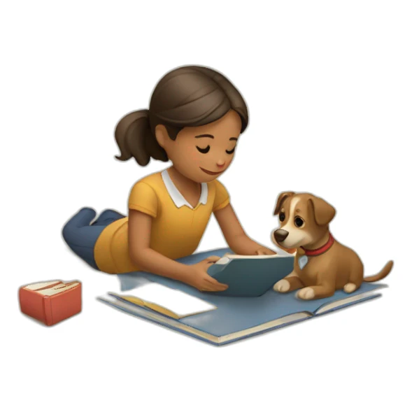 Niña estudiando su perro sticker