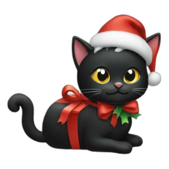 merry christmas black cat sticker