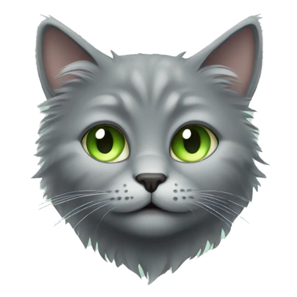 Grey fluffy cat with light green eyes sticker
