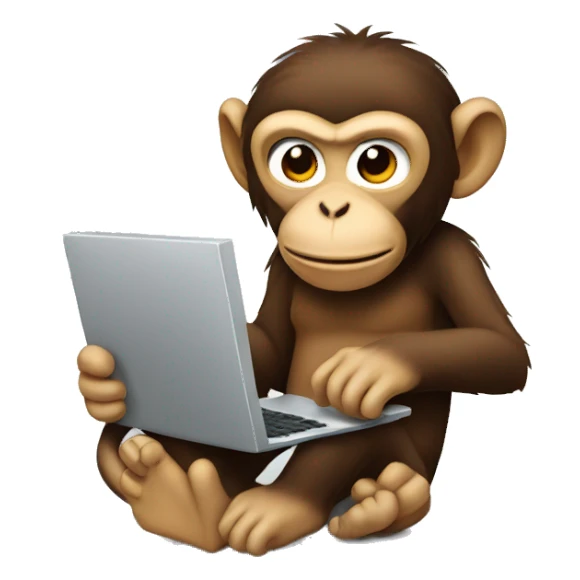 A monkey sitting at his computer sticker
