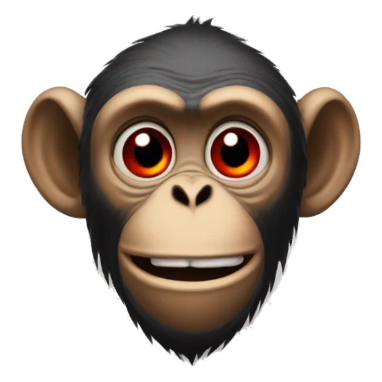 A high monkey red eyes slightly sleey smiling  sticker