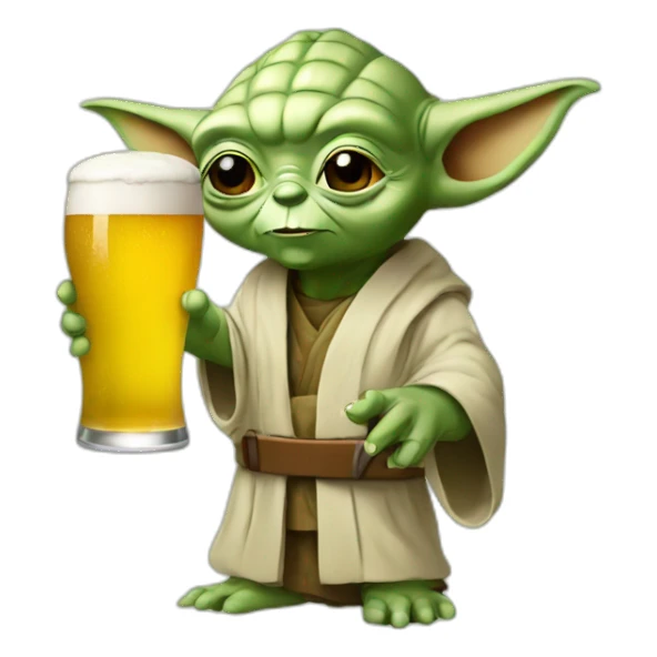 Yoda with a beer sticker