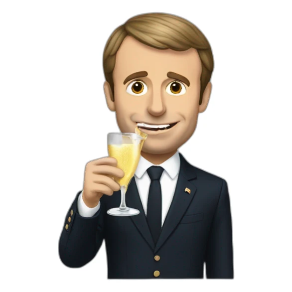 emmanuel macron eating champagne sticker