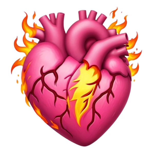 pink throbbing fiery heart sticker