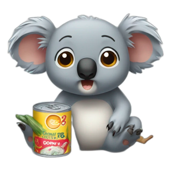 grumpy koala eating tuna in a can sticker