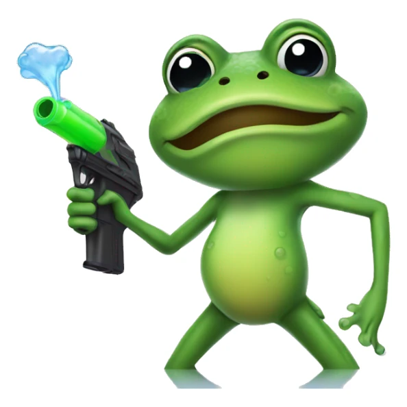 frog with a watergun sticker