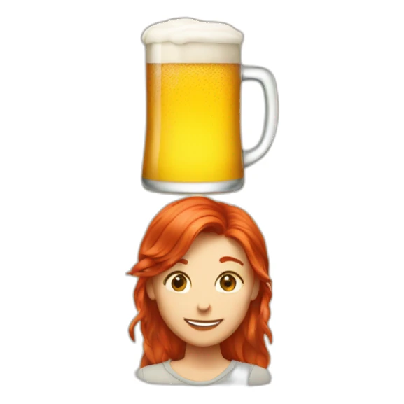 Red hair with beer  sticker