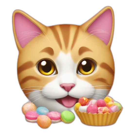 pussy cat eating sweets sticker
