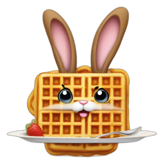 bunny eatung waffles sticker