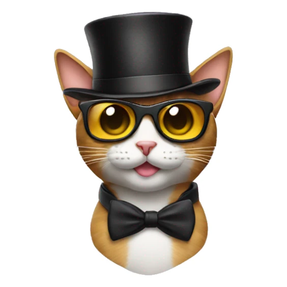Cat with sunglasses and a top hat  sticker