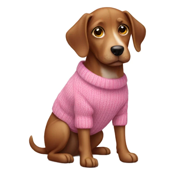 Dog wearing a pink sweater sticker