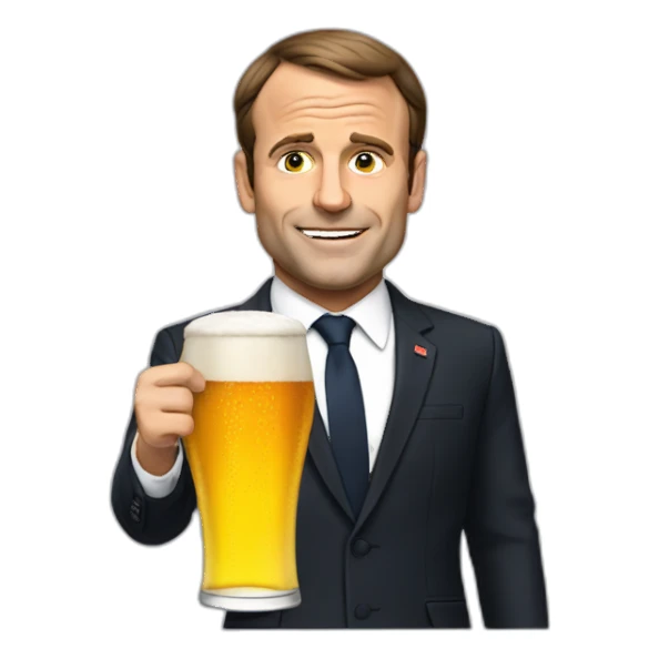 Macron with beer sticker