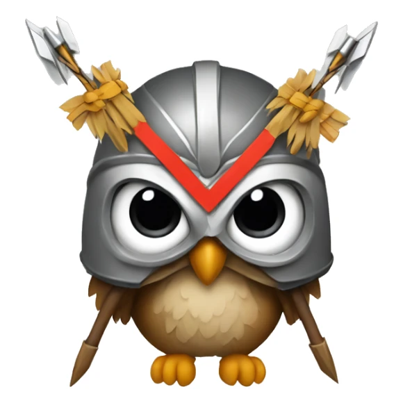 owl, wearing bow and arrows, helmet sticker