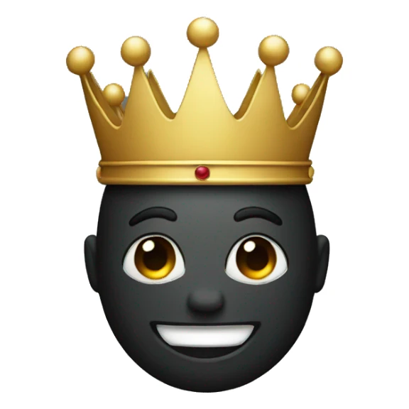 black emoji face with crown sticker