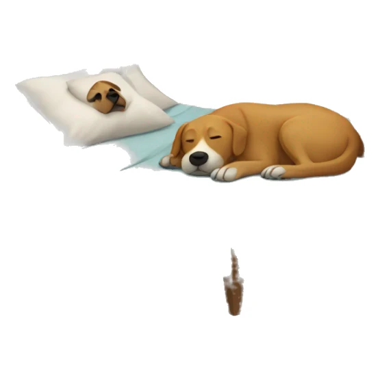 Dog and human sleeping in a bed sticker