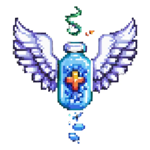 Medicine pill with wings flying sticker