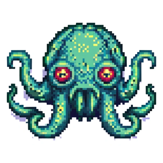 pixel art monster with one eye and tentacles sticker