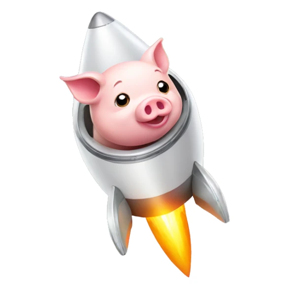 pig in rocket ship sticker