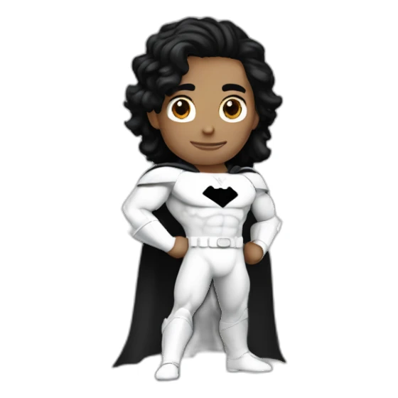 white super hero wiht black hair with text "JV" sticker