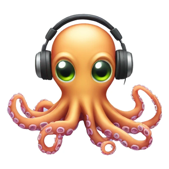 cute alien octopus wearing headphones sticker