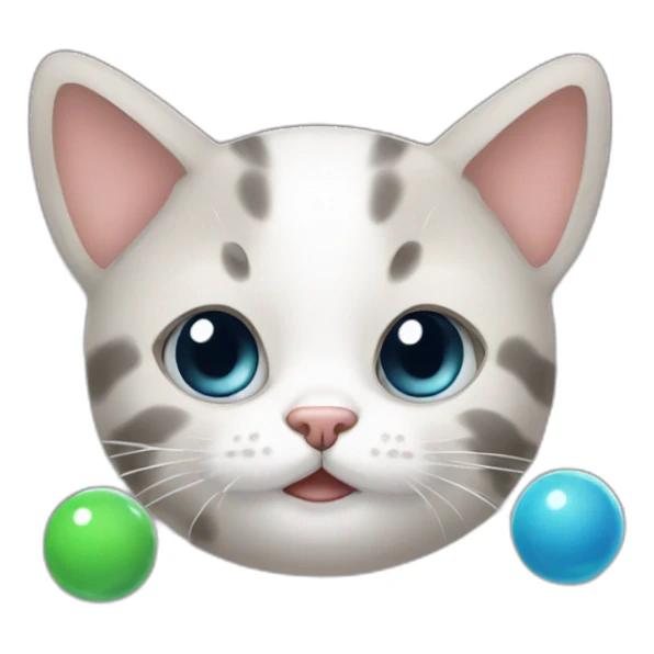 little head cat with 2 marbles sticker