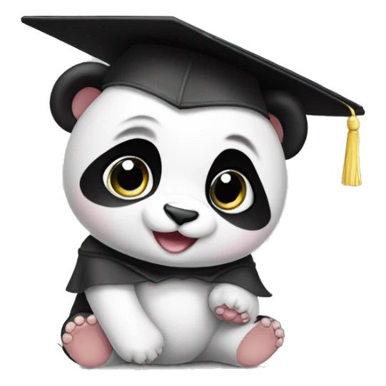 baby panda wearing graduation cap sticker