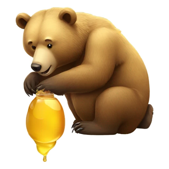 Bear with one honey bee sticker