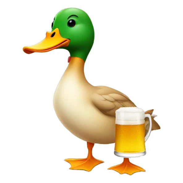 duck holding a beer sticker