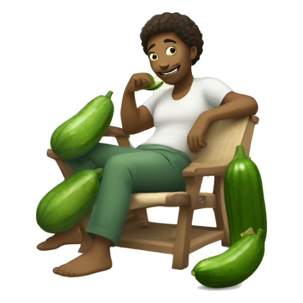 Smailey relaxing wearing cucumbers sticker