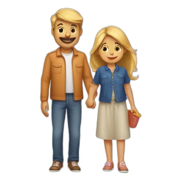 Papa maman 2 enfants sticker