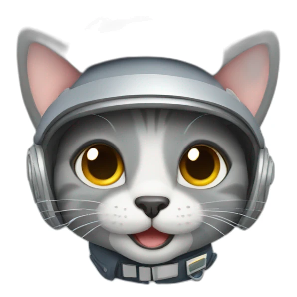 Cute grey happy cat pilot flying an airplane sticker