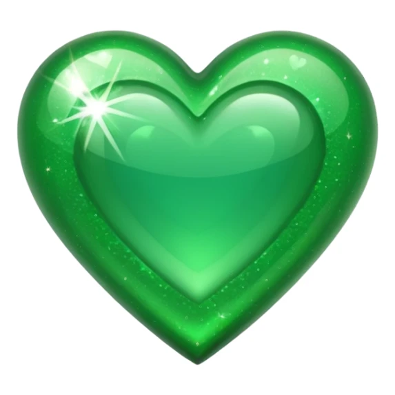 Green heart with sparkle sticker