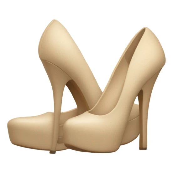 high heels platform with long thin heel beige sticker