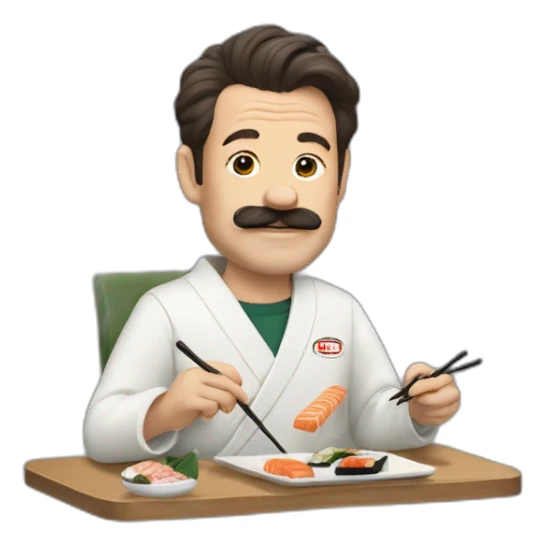 Ted lasso eating sushi sticker