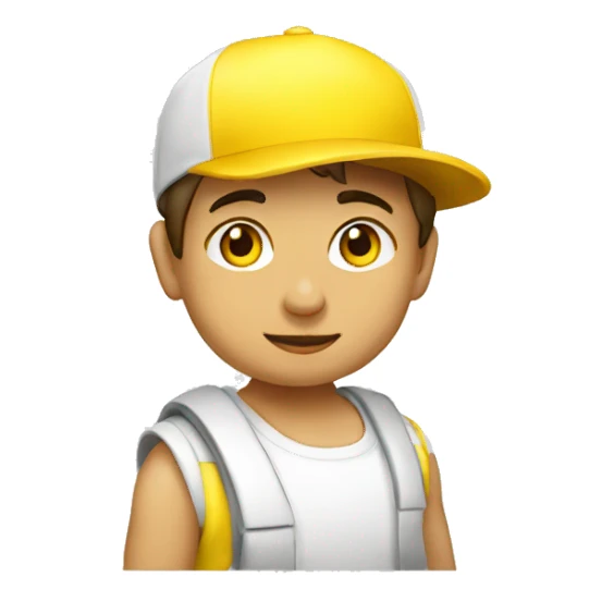 Niño blanco con gorra amarilla sticker